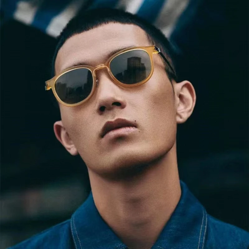 Denmark Round Sunglasse Polarized Men Sun Glasses Eyeglasses Women Vintage Rectangular UV400 Acetate Frame Optical Color Lens
