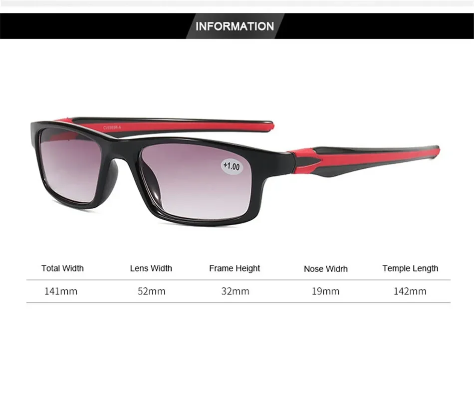 Sport Ultra-light Square Frame Sunglasses for Men and Women Fashion Travel Driving Eyewear Unisex Reading Glasses +1.0 To +4.0