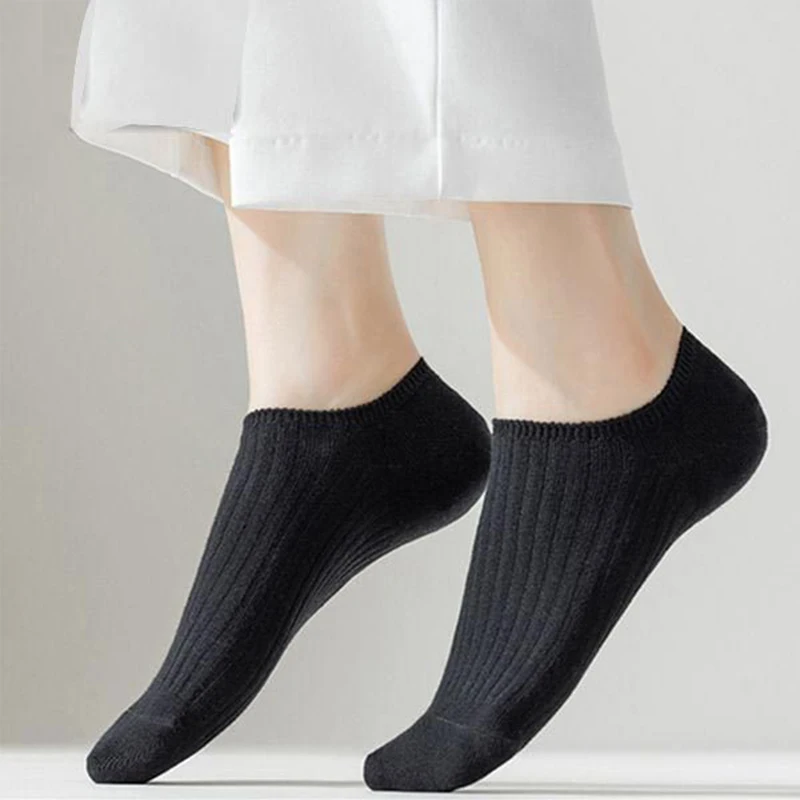 5 Pairs Women's Solid No Show Socks Breathable Sweat Resistant Anti-odor Invisible Sock Breathable Casual Comfortable Sox Female