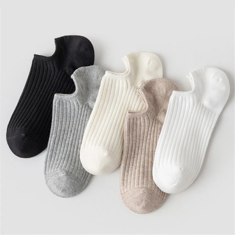 5 Pairs Women's Solid No Show Socks Breathable Sweat Resistant Anti-odor Invisible Sock Breathable Casual Comfortable Sox Female