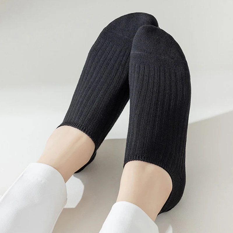 5 Pairs Women's Solid No Show Socks Breathable Sweat Resistant Anti-odor Invisible Sock Breathable Casual Comfortable Sox Female
