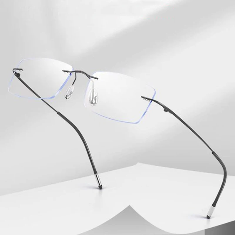 Blue Light BlocKing Men Reading Glasses TR90 Memory Titanium Rimless Glasses Presbyopic Eyeglasses +1.0 +1.5 +2.0 +2.5 +3.0