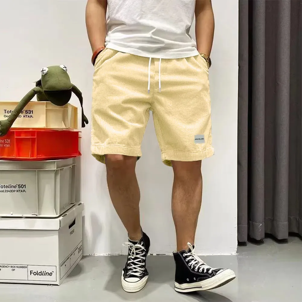 Men's Summer Shorts Corduroy Short Pants Baggy Loose Basketball Shorts Casual Male Sweatpants Elastic Waist Sports Shorts