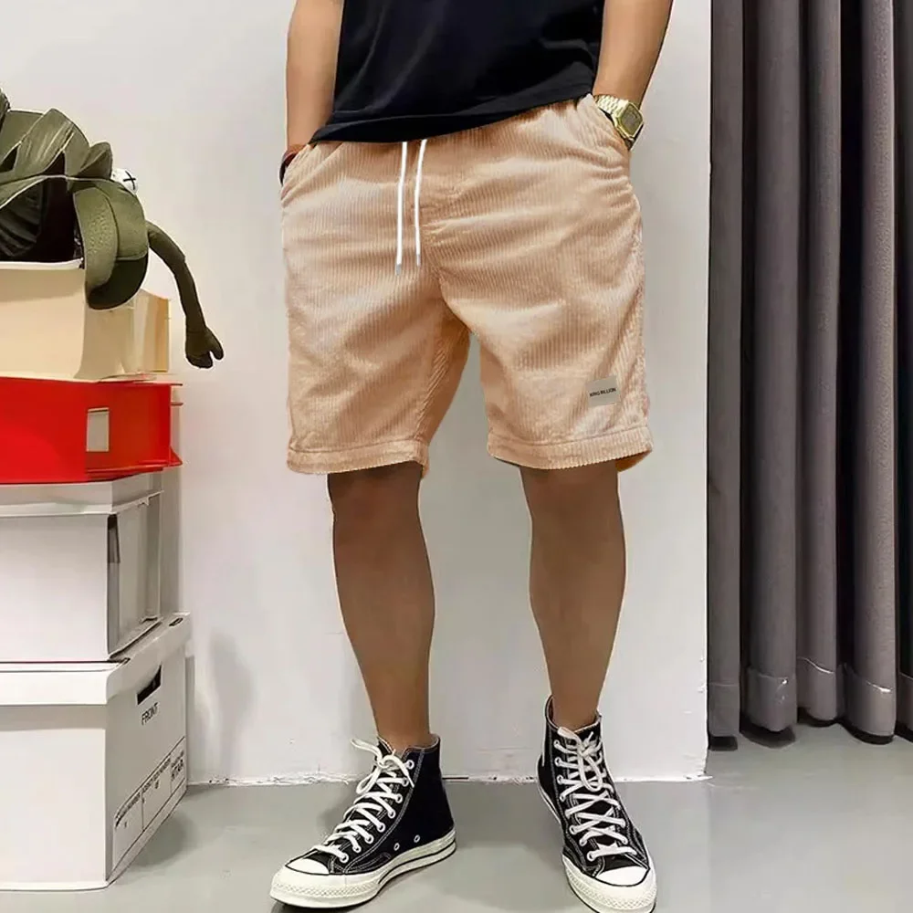 Men's Summer Shorts Corduroy Short Pants Baggy Loose Basketball Shorts Casual Male Sweatpants Elastic Waist Sports Shorts