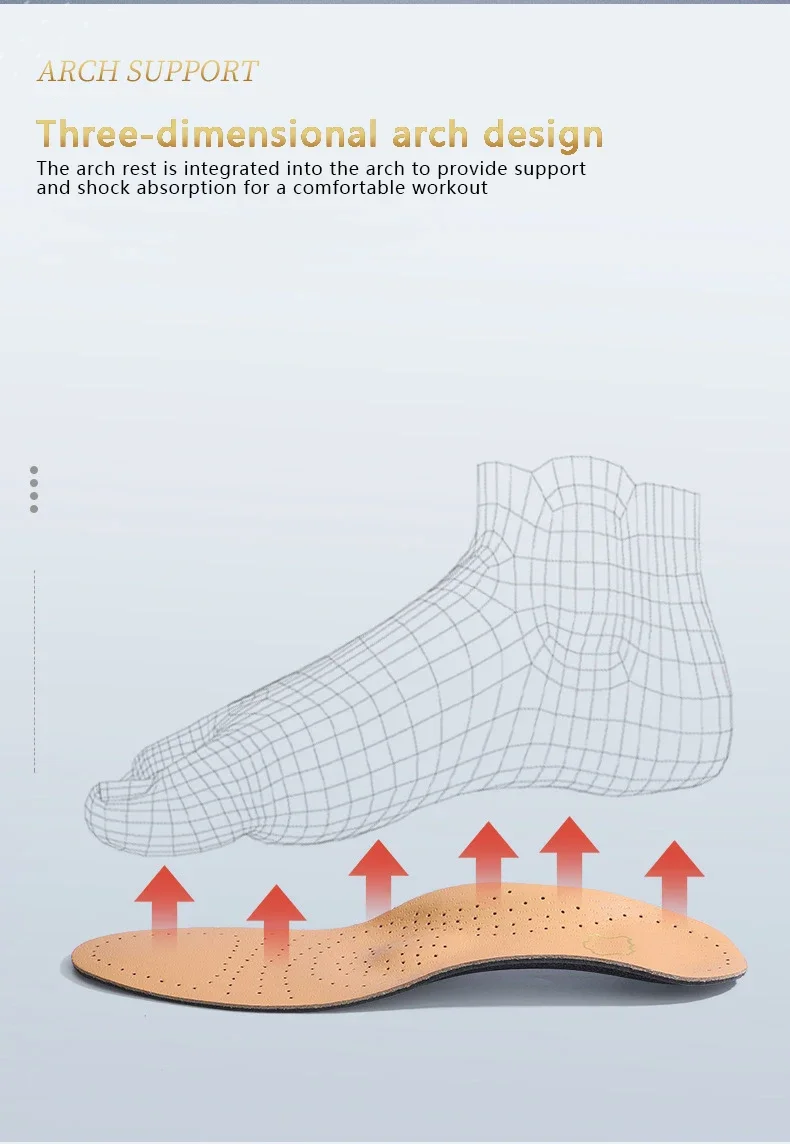 1Pair Leather Insoles for Men Women Orthopedic Insoles Arch Support Inserts High Quality Breathable Shoe Pads Deodorising Feet