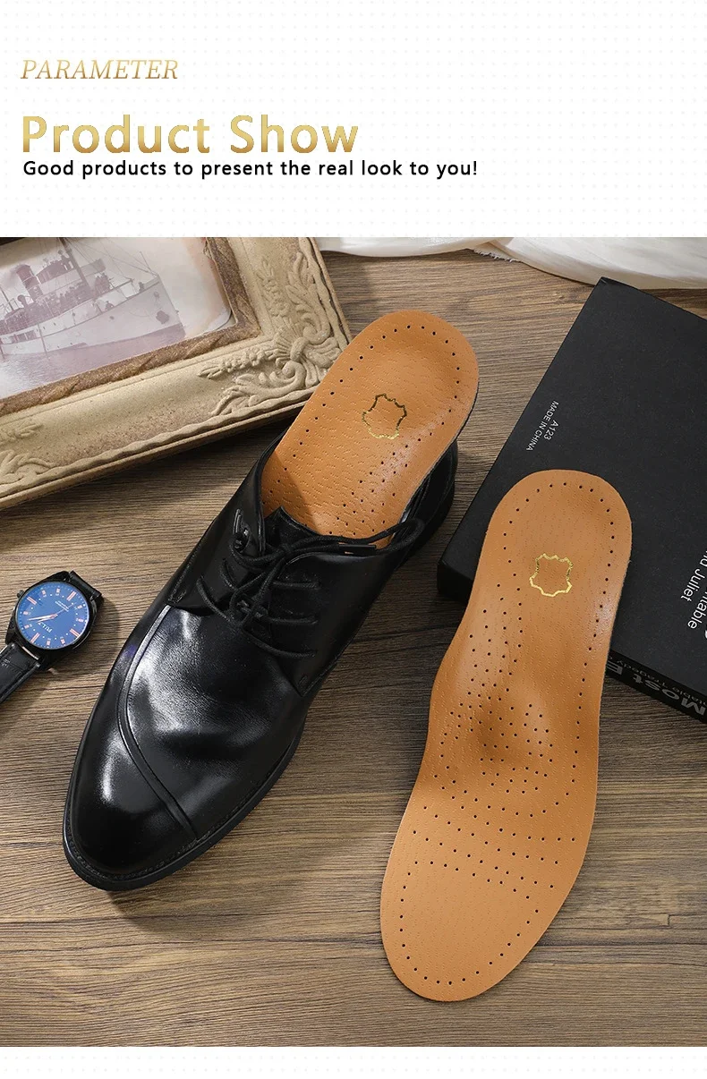 1Pair Leather Insoles for Men Women Orthopedic Insoles Arch Support Inserts High Quality Breathable Shoe Pads Deodorising Feet