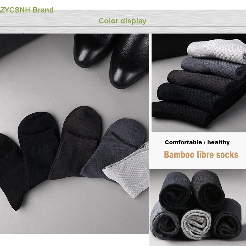 High Quality 10 Pairs/lot Men Bamboo Fiber Socks Breathable Compression Long Socks Business Casual Male Dress Sox Size 38-45
