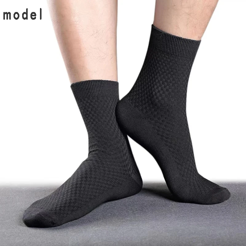 High Quality 10 Pairs/lot Men Bamboo Fiber Socks Breathable Compression Long Socks Business Casual Male Dress Sox Size 38-45