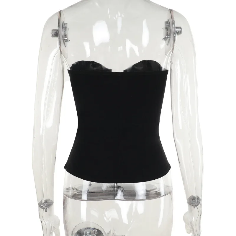 Goth Dark Punk Grunge Leather Buckle Strapless Corset Tops Mall Gothic Zip Women Tupe Top Y2K Coquette Streetwear Alt Tanks Vest