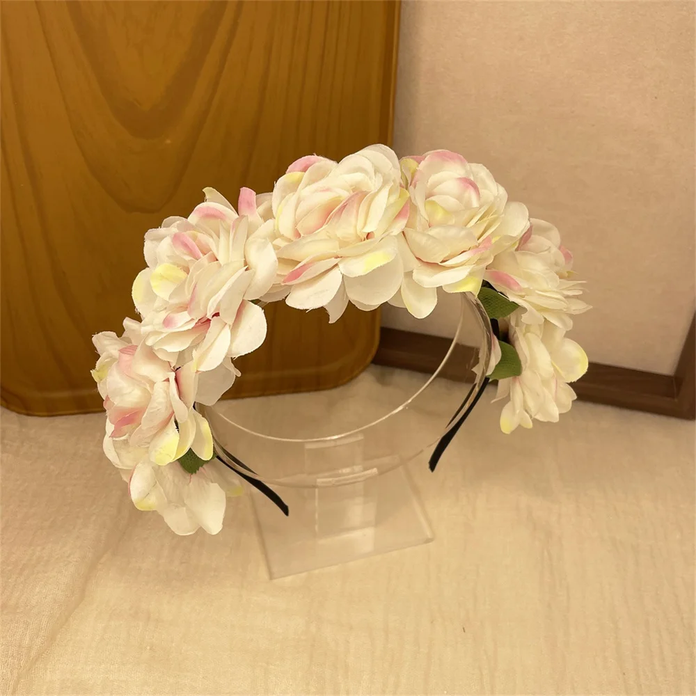 Floral Garland Romantic Wreaths Bride Garland Head Hoop Fashion Bohemian Bridal Flower Hair Accessories Children Headbands Gifts