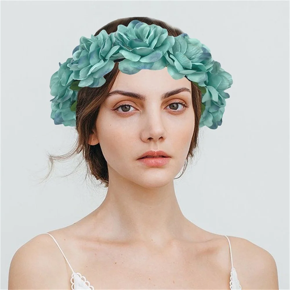 Floral Garland Romantic Wreaths Bride Garland Head Hoop Fashion Bohemian Bridal Flower Hair Accessories Children Headbands Gifts