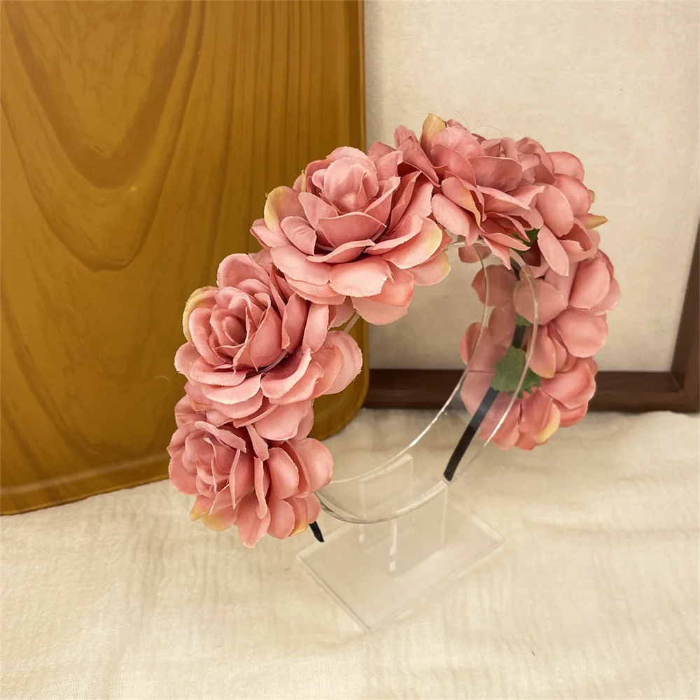 Floral Garland Romantic Wreaths Bride Garland Head Hoop Fashion Bohemian Bridal Flower Hair Accessories Children Headbands Gifts