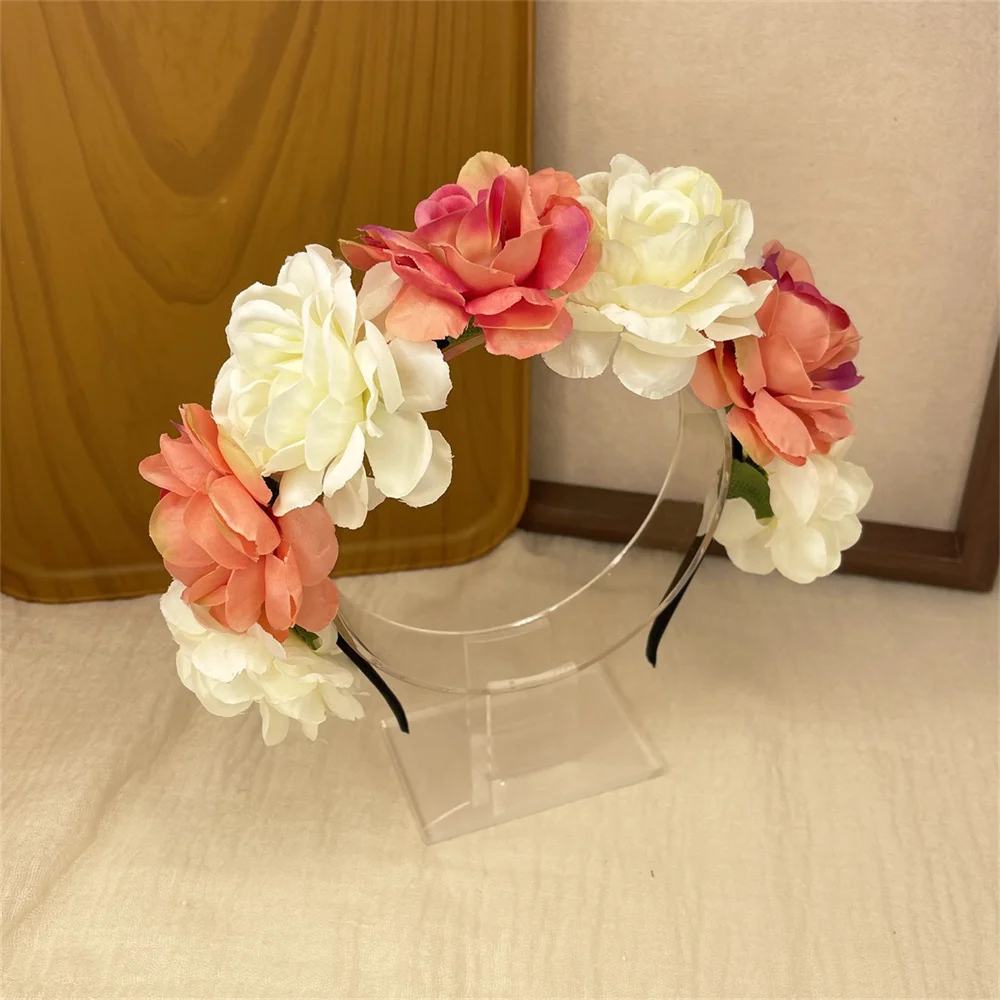 Floral Garland Romantic Wreaths Bride Garland Head Hoop Fashion Bohemian Bridal Flower Hair Accessories Children Headbands Gifts