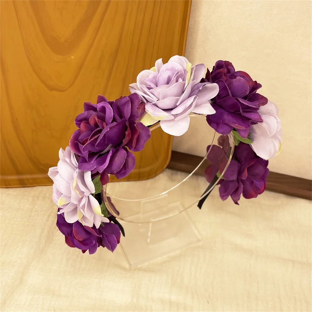 Floral Garland Romantic Wreaths Bride Garland Head Hoop Fashion Bohemian Bridal Flower Hair Accessories Children Headbands Gifts