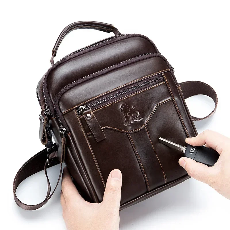 New Handbag Men's Bag Genuine Leather Shoulder Bag Husband Luxury Design Messenger Bag Crossbody Bags for Men