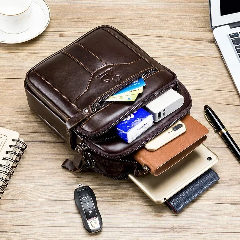 New Handbag Men's Bag Genuine Leather Shoulder Bag Husband Luxury Design Messenger Bag Crossbody Bags for Men