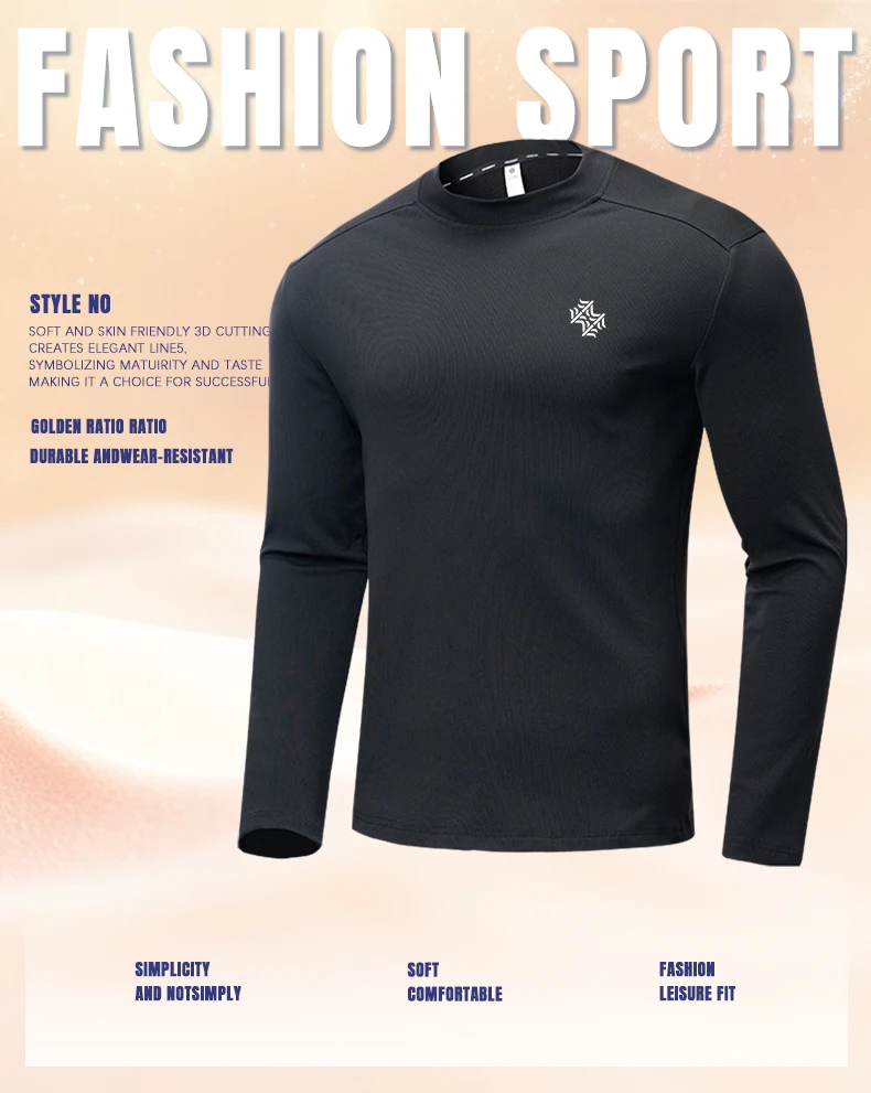 SBWL Autumn High Quality Men's Running Fitness Outdoor Sportswear Long Sleeve T-Shirt Business Casual Breathable Base Shirt Top