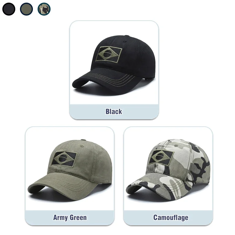 Spring and Autumn New Cotton Embroidered Brazilian Flag Baseball Cap Outdoor Cotton Men and Women Camouflage Sun Hat