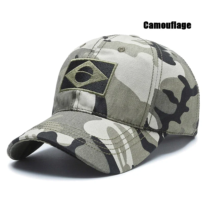 Spring and Autumn New Cotton Embroidered Brazilian Flag Baseball Cap Outdoor Cotton Men and Women Camouflage Sun Hat