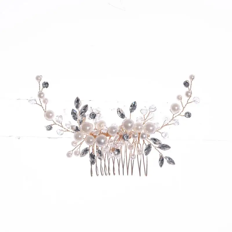 Bride's hair ornament Crystal Women Brid hair comb Pearl comb wedding headdress Silver Color Pearl Crystal Wedding Hair Combs