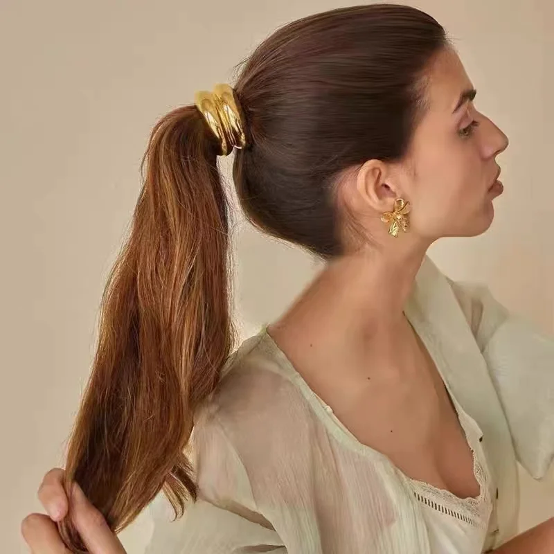 1/5/10pcs High Elastic Hair Ties for Women Premium Irregular Shiny Metal Pendant Hair Rope Fashion Girl Scrunchies