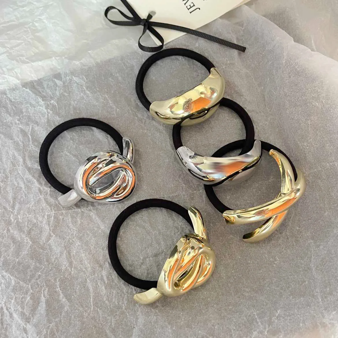1/5/10pcs High Elastic Hair Ties for Women Premium Irregular Shiny Metal Pendant Hair Rope Fashion Girl Scrunchies
