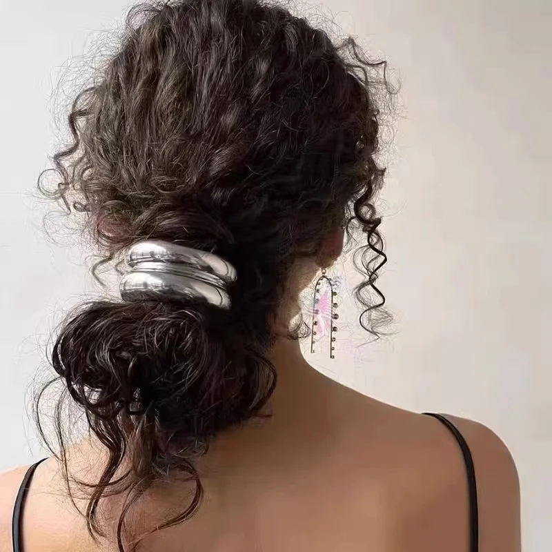 1/5/10pcs High Elastic Hair Ties for Women Premium Irregular Shiny Metal Pendant Hair Rope Fashion Girl Scrunchies