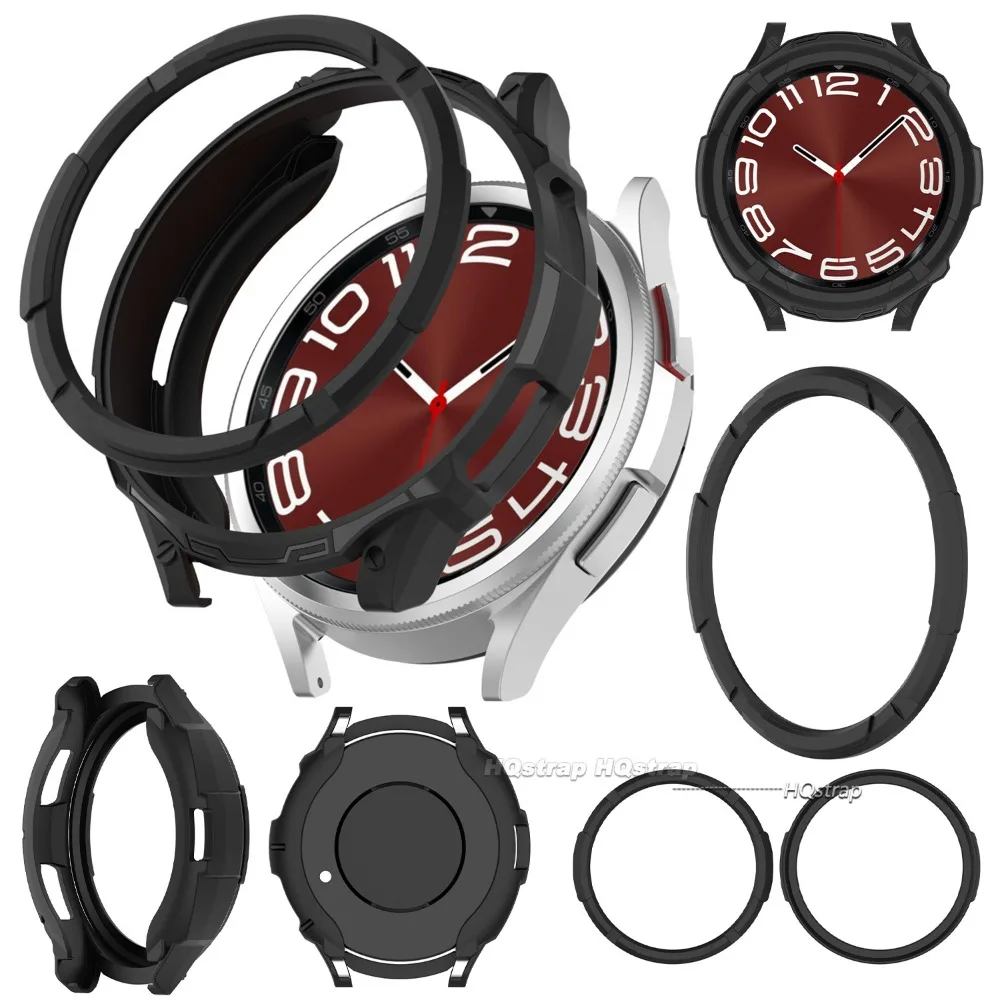 Black Case for Samsung Galaxy Watch 6 Classic 43mm 47mm Protective TPU Cover for Samsung Watch 4 Classic 42mm 46mm Accessories