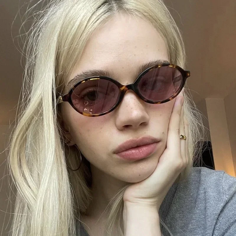 2024 Fashion Trend Oval Sunglasses New Elliptical Small Frame Sunglasses Men and Women UV Protection Ultra Light Sunglasses