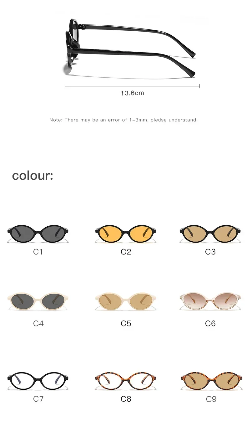 2024 Fashion Trend Oval Sunglasses New Elliptical Small Frame Sunglasses Men and Women UV Protection Ultra Light Sunglasses