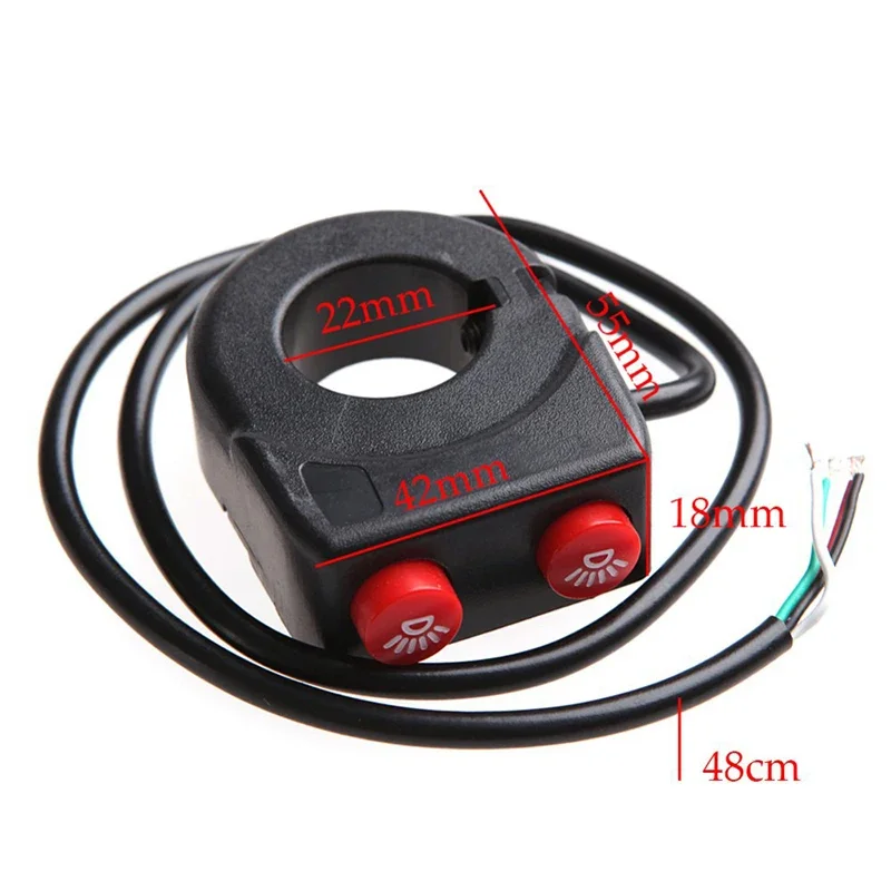 22mm Handlebar Horn and Headlight Combination Button Switch for Motorcycle E-bike Scooter Universal Refit Accessories