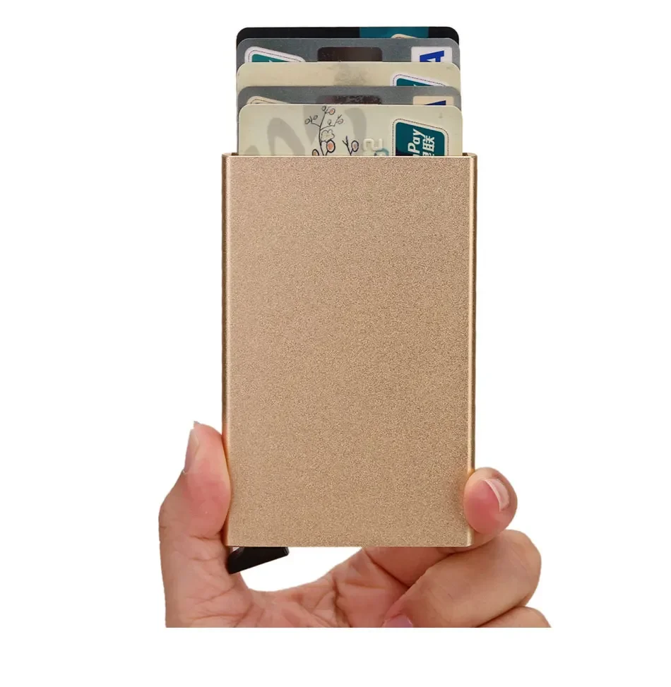 Rfid Card Holder Smart Wallet Cardholder Metal Thin Slim Men Women Wallets Pop Up Minimalist Small Black Mini Case Vallet Walets