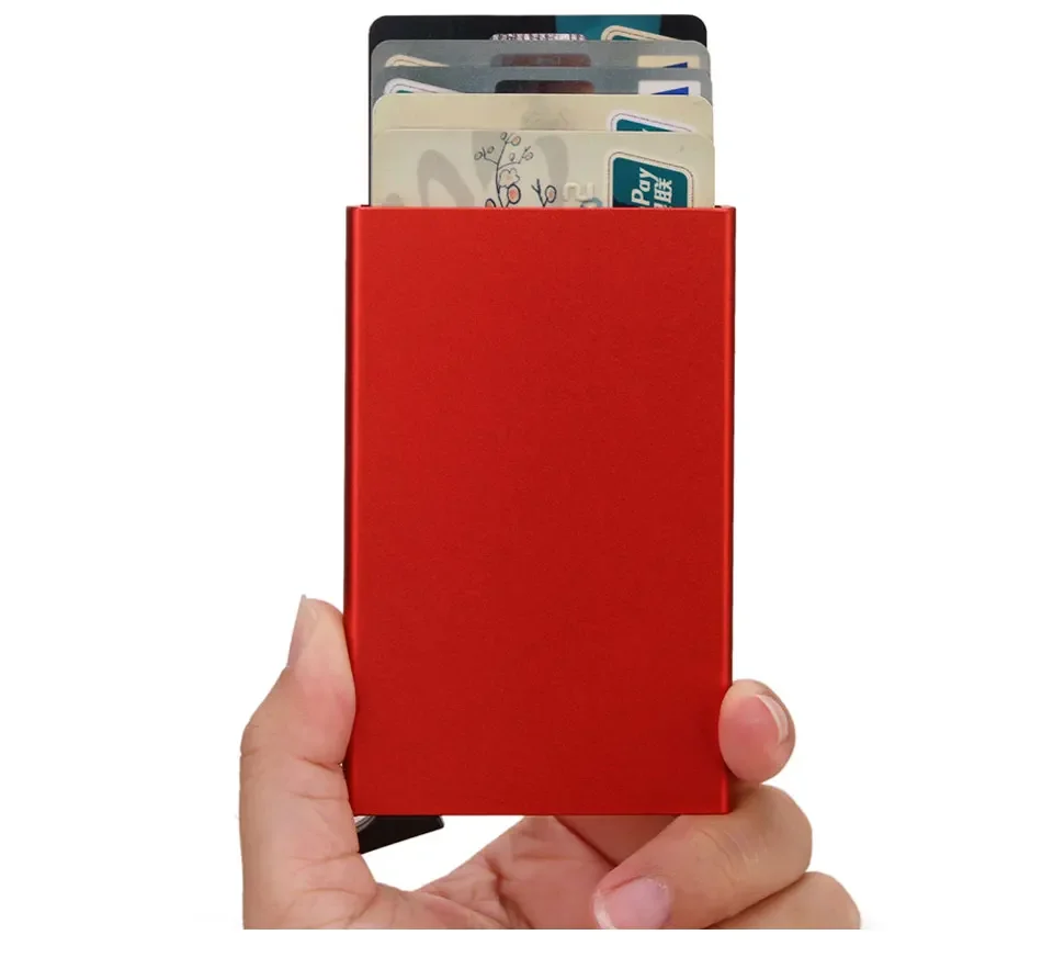 Rfid Card Holder Smart Wallet Cardholder Metal Thin Slim Men Women Wallets Pop Up Minimalist Small Black Mini Case Vallet Walets