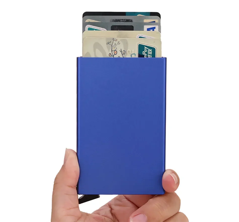 Rfid Card Holder Smart Wallet Cardholder Metal Thin Slim Men Women Wallets Pop Up Minimalist Small Black Mini Case Vallet Walets