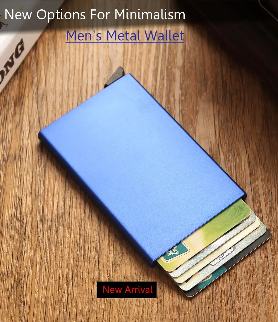 Rfid Card Holder Smart Wallet Cardholder Metal Thin Slim Men Women Wallets Pop Up Minimalist Small Black Mini Case Vallet Walets