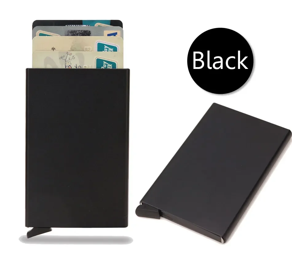 Rfid Card Holder Smart Wallet Cardholder Metal Thin Slim Men Women Wallets Pop Up Minimalist Small Black Mini Case Vallet Walets