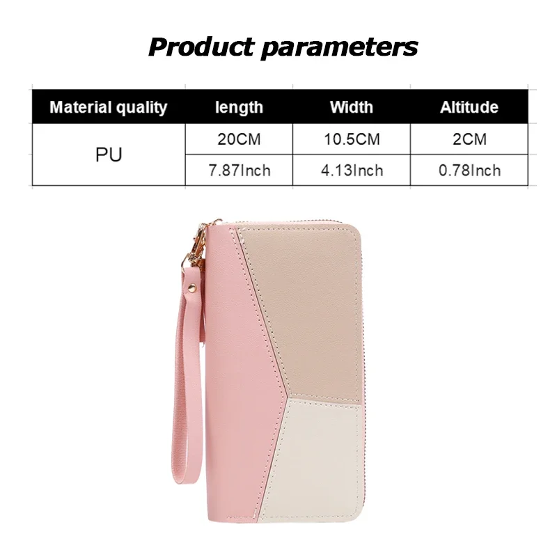 Fashion Zipper Wallets Womens Long Purses Handbags Coin Purse Cards Holder PU Leather Billfold Wallet