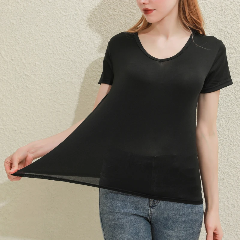 2026 Short T-Shirts Summer Women's Short Sleeve Round Neck Casual Blouse Shirts Solid Color Tops Black / White