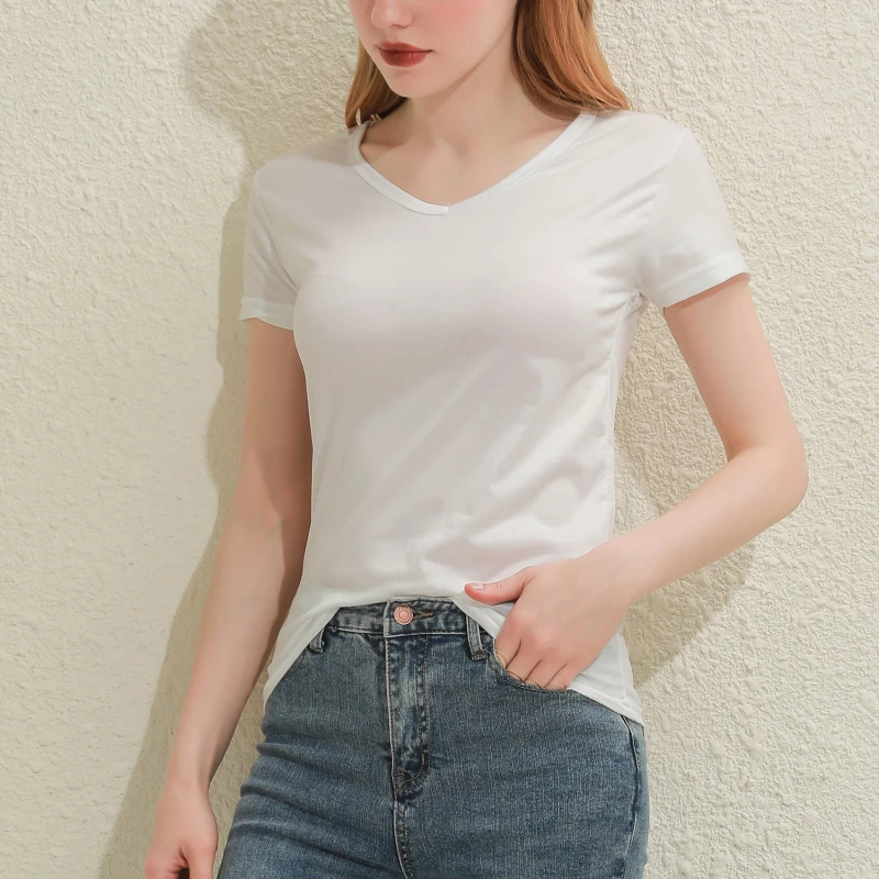 2026 Short T-Shirts Summer Women's Short Sleeve Round Neck Casual Blouse Shirts Solid Color Tops Black / White