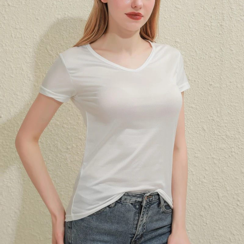 2026 Short T-Shirts Summer Women's Short Sleeve Round Neck Casual Blouse Shirts Solid Color Tops Black / White