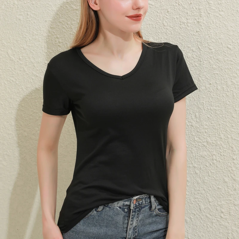 2026 Short T-Shirts Summer Women's Short Sleeve Round Neck Casual Blouse Shirts Solid Color Tops Black / White