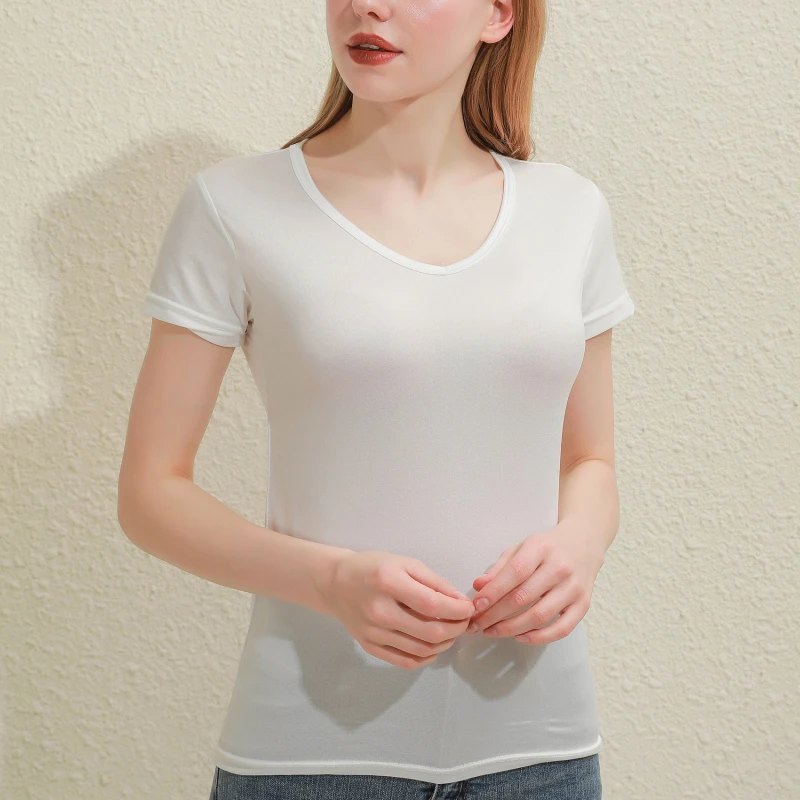 2026 Short T-Shirts Summer Women's Short Sleeve Round Neck Casual Blouse Shirts Solid Color Tops Black / White
