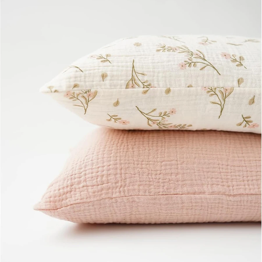 Muslin Toddler Pillowcase 100% Cotton Toddler Pillow Case Cover Soft Breathable Travel Baby Pillow Covers Envelope Closure 2PCS