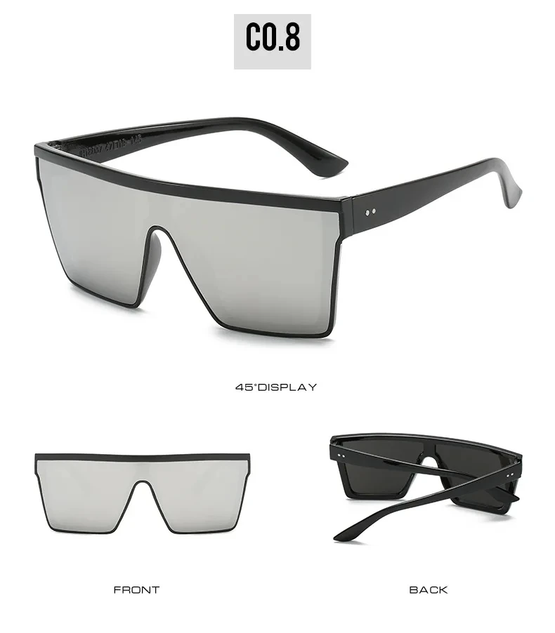Vintage Male Flat Top Sunglasses Men Brand Black Square Shades UV400 Gradient Sun Glasses For Women Cool One Piece Designer