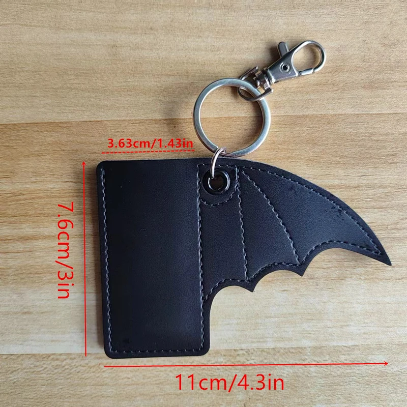 Bat crazy vegan vinyl faux leather black demon wing lighter case keychain