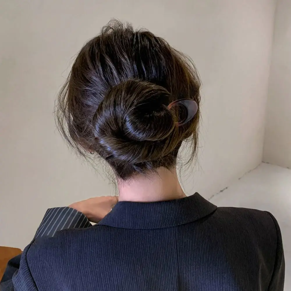 Party Gifts Acetate Hair Bun U-Shaped Fshion Design Bun Acetate Meatball Head Hairclip For Woman Girl Hair Accessories