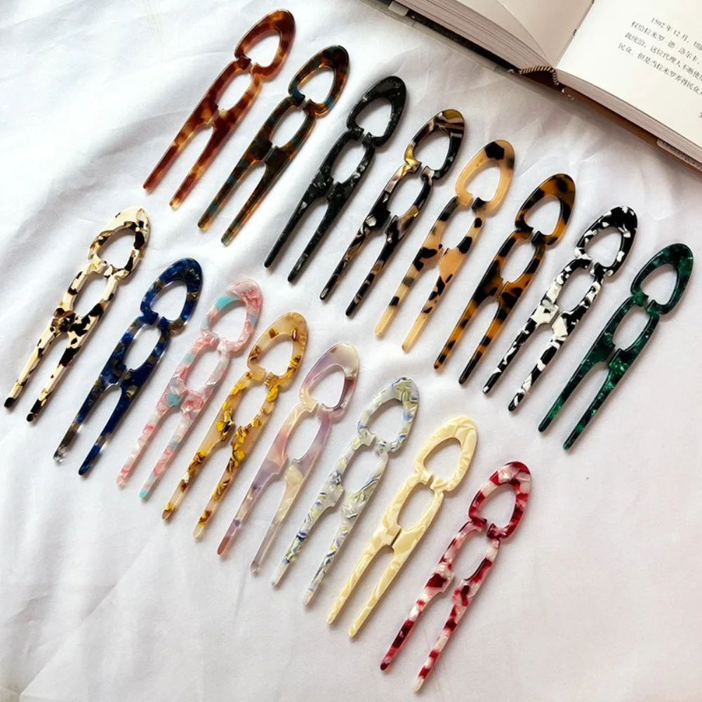 Party Gifts Acetate Hair Bun U-Shaped Fshion Design Bun Acetate Meatball Head Hairclip For Woman Girl Hair Accessories