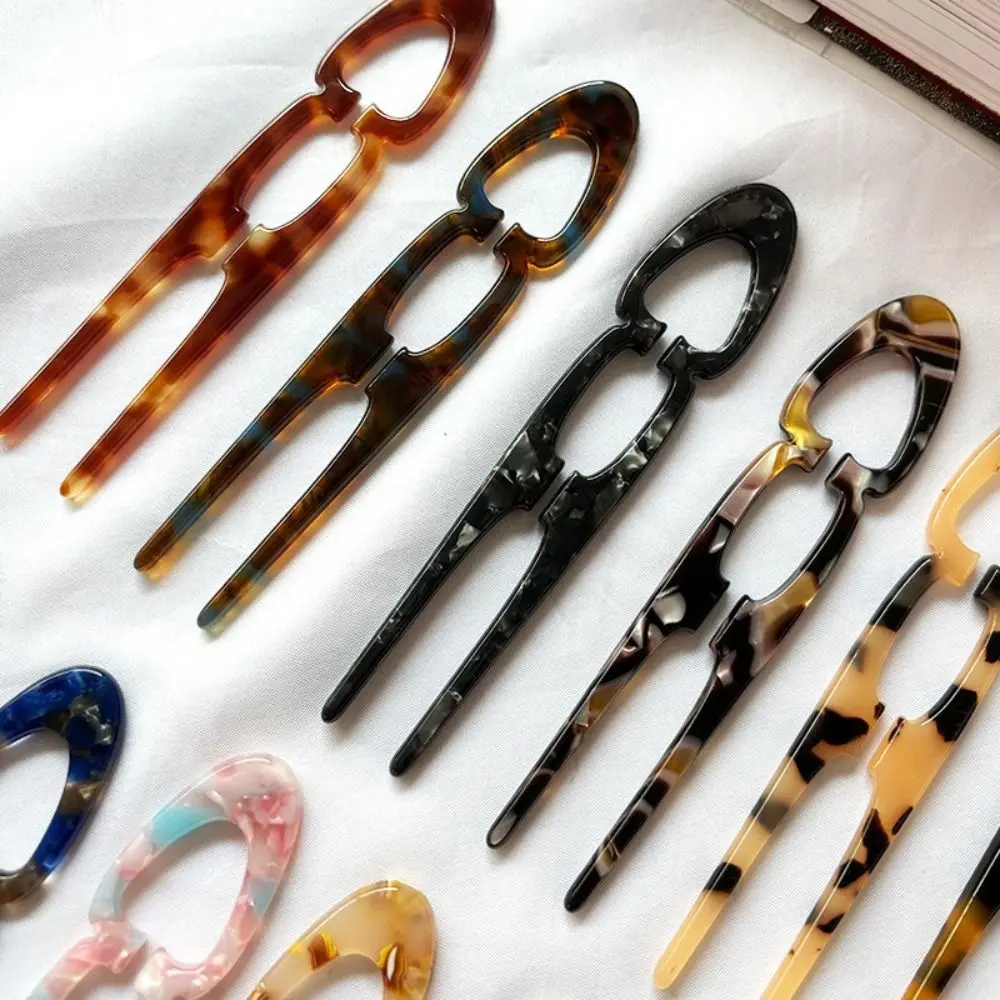 Party Gifts Acetate Hair Bun U-Shaped Fshion Design Bun Acetate Meatball Head Hairclip For Woman Girl Hair Accessories