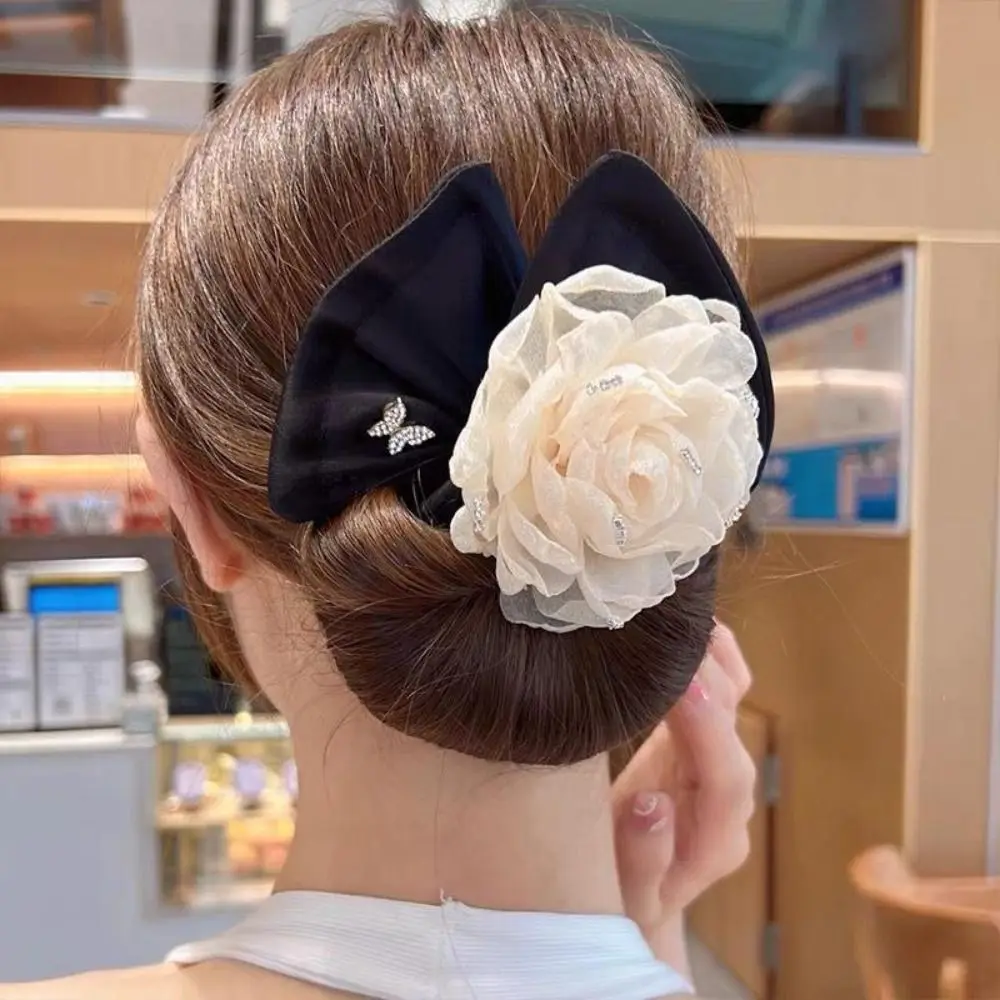 Hair Bun Maker Big Camellia Flower Flexible Donut Bun Lazy Curler Clips French Twist Hair Tie Hair Styling Accessories