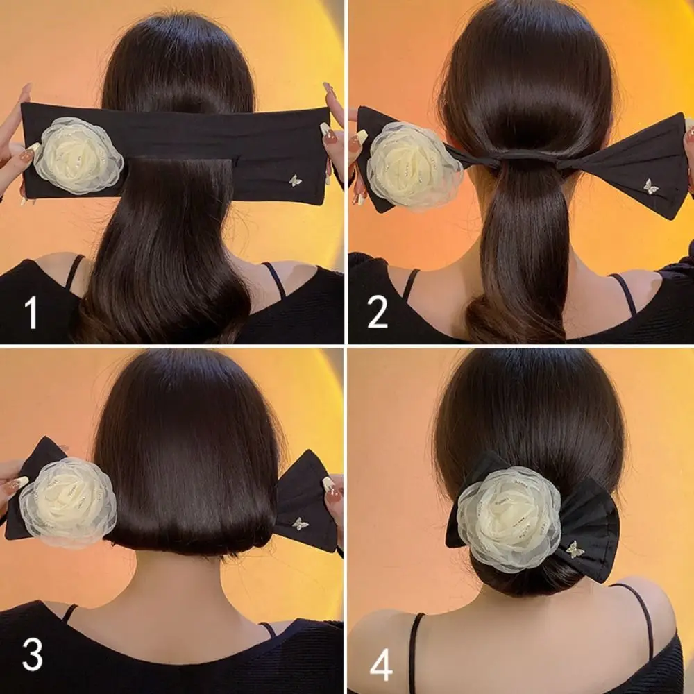 Hair Bun Maker Big Camellia Flower Flexible Donut Bun Lazy Curler Clips French Twist Hair Tie Hair Styling Accessories